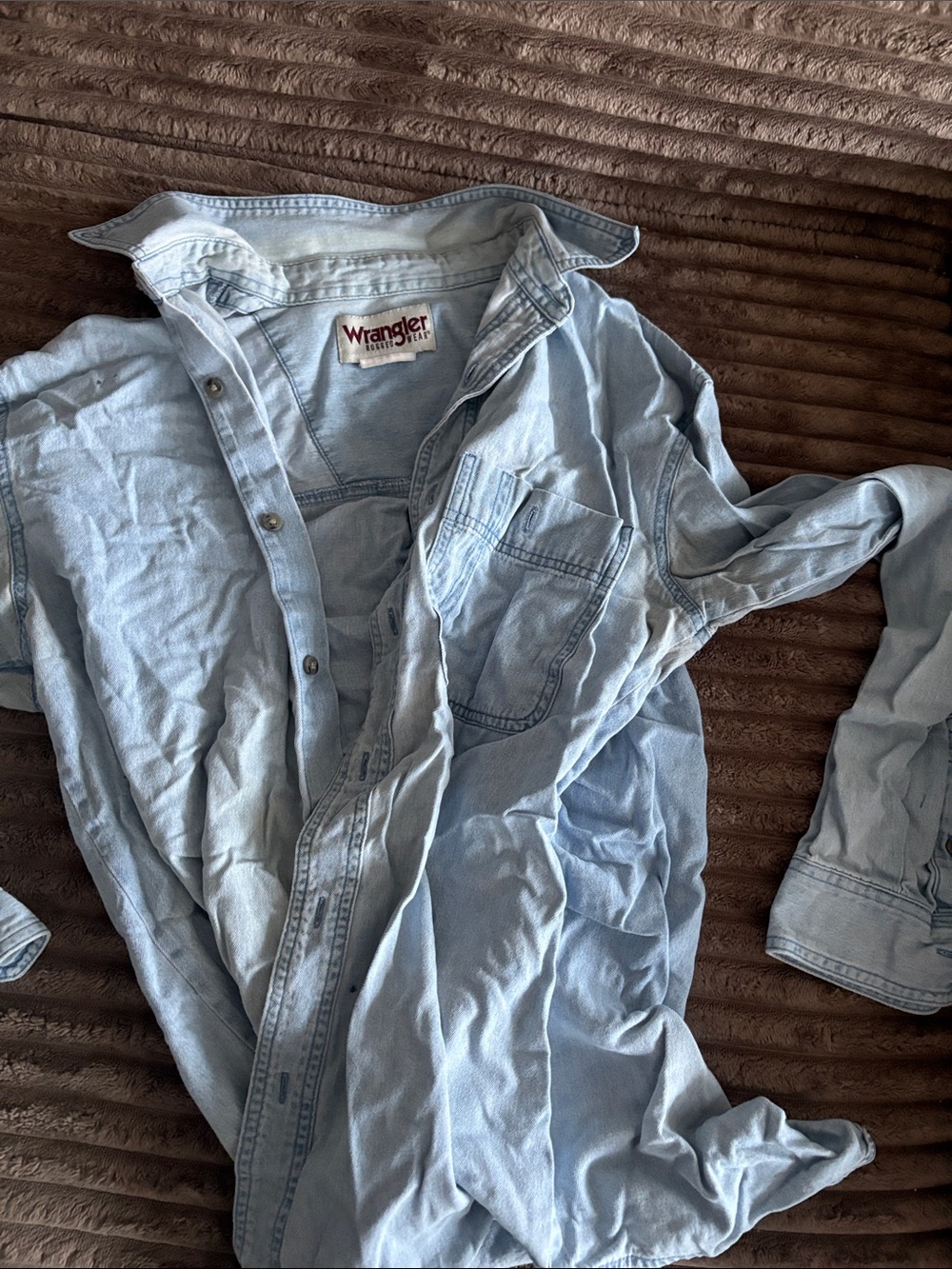 Wrangler Light Blue Denim Button-Down Shirt